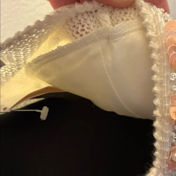 Vintage NWT P.A. international Ivory Sequin Embellished angora sweater XL 42” - Picture 5 of 12